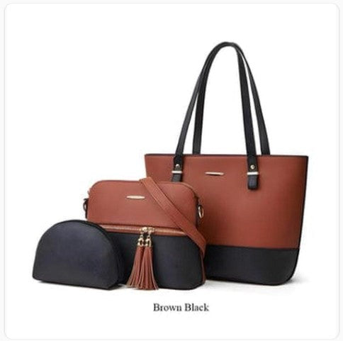 Women's PU Leather Textured Hand Bag Set