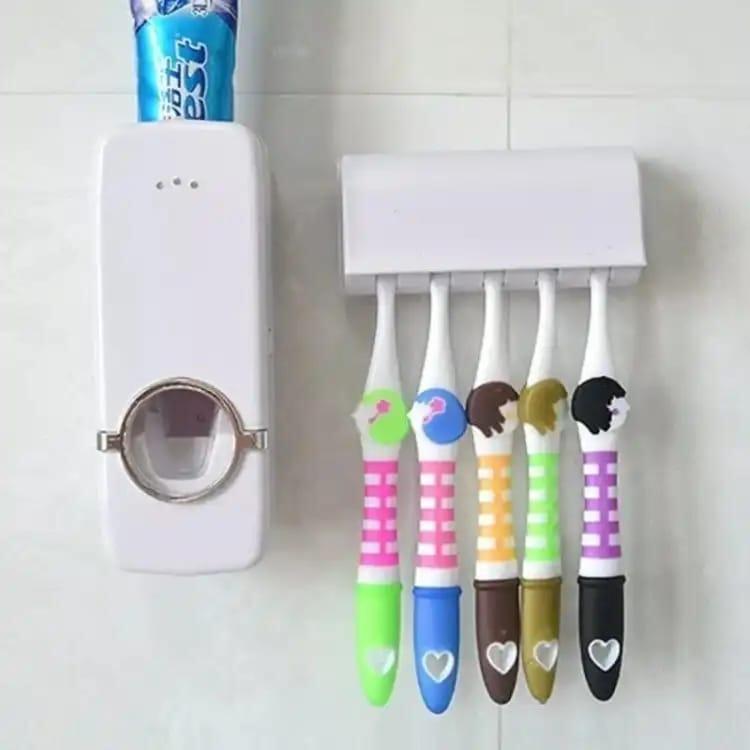 Toothpaste Dispenser Toothbrush Holder