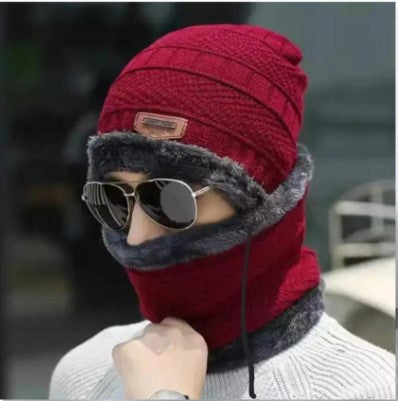 Unisex Beanie Wool Cap With Neck Warmer